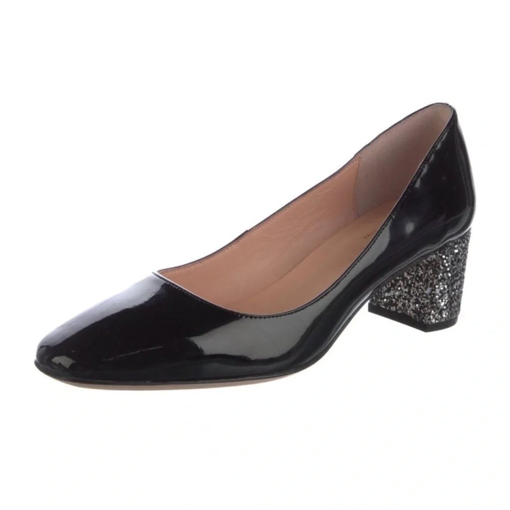 Kate Spade Glossy Black Heels with Glitter Size 7.5